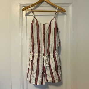 Lou & Grey Women’s Linen Red and Black Striped One Piece Shorts